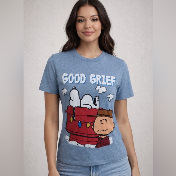 Peanuts Tops - Peanuts Blue and Red Snoopy Tee